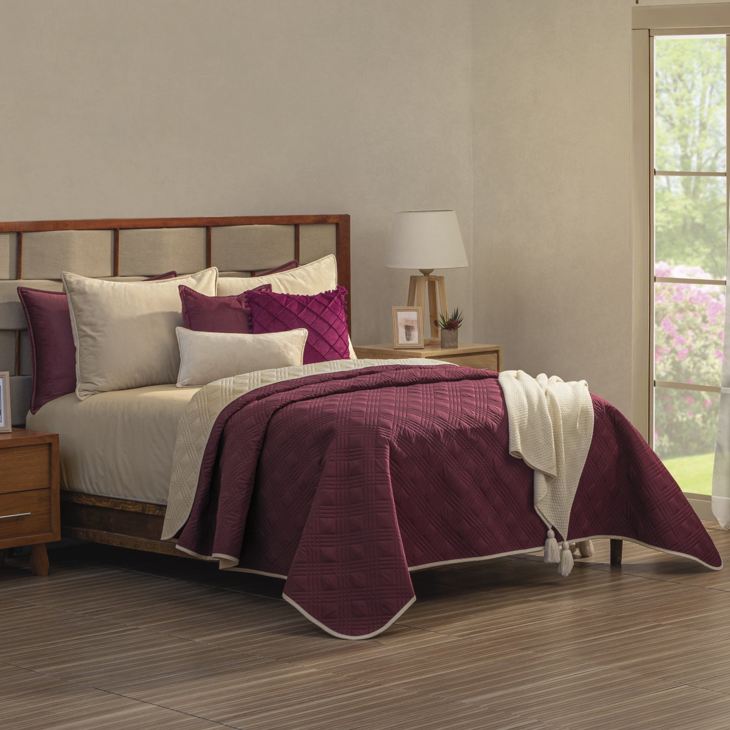 Juego De Edredón Ligero Burdeos