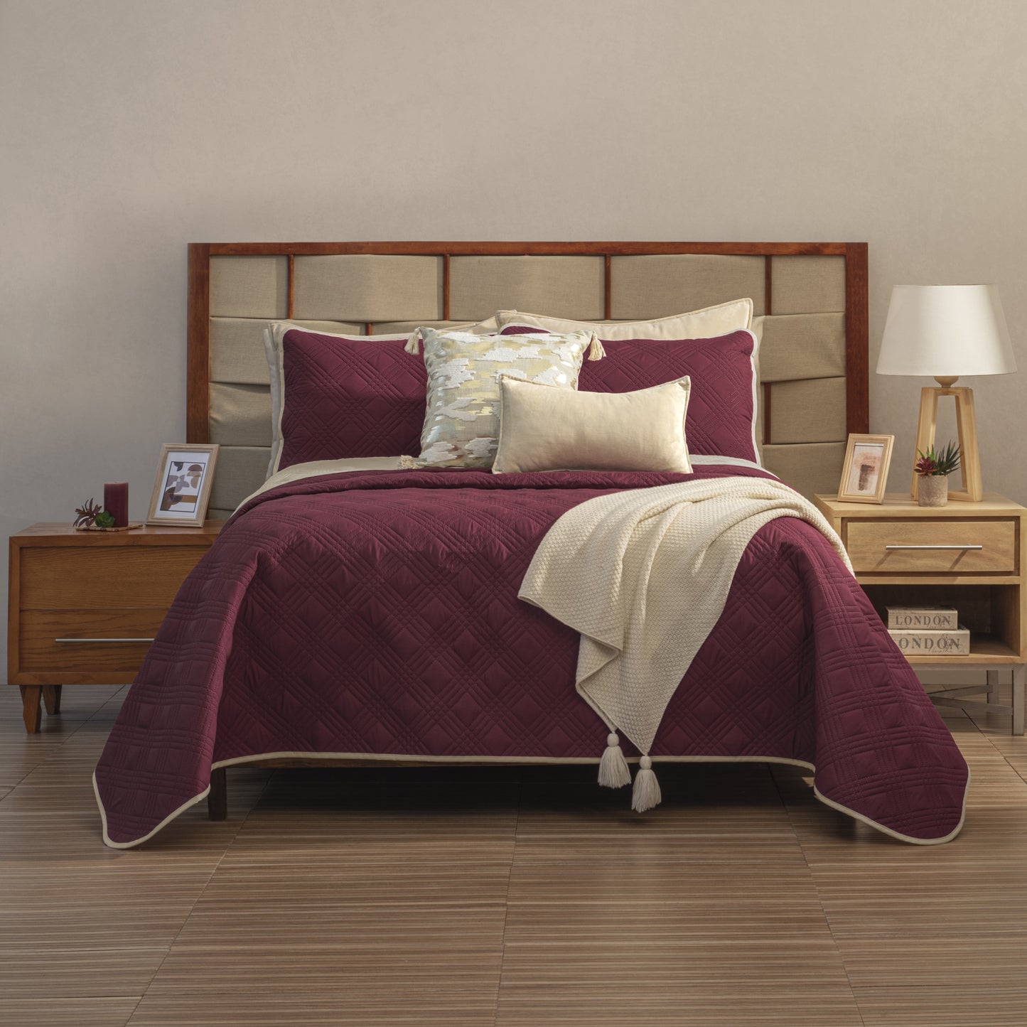 Juego De Edredón Ligero Burdeos