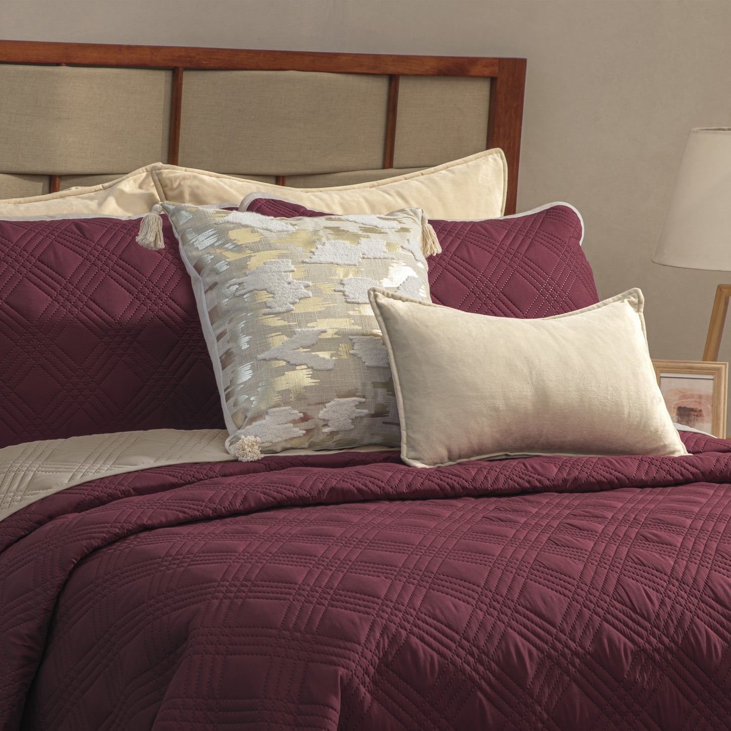 Juego De Edredón Ligero Burdeos