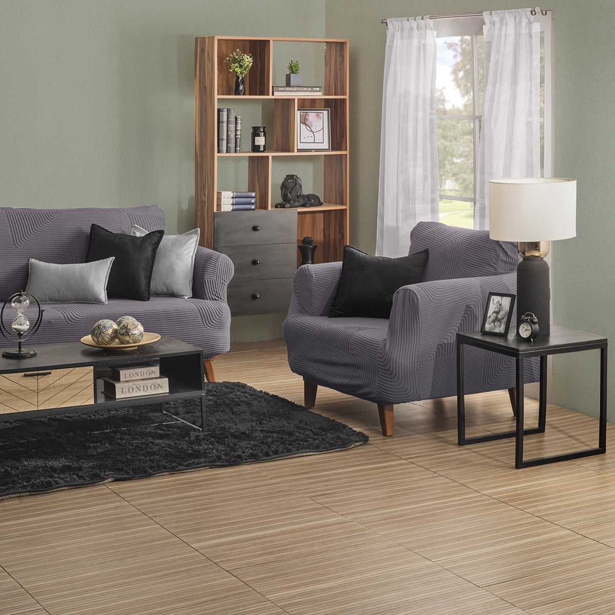 CUBRE SALA SOFA STRETCH CUADROS