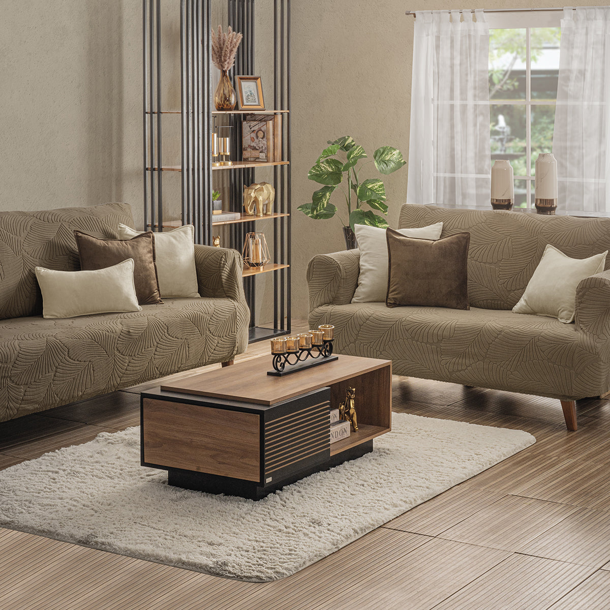 CUBRE SALA LOVESEAT STRETCH HOJAS