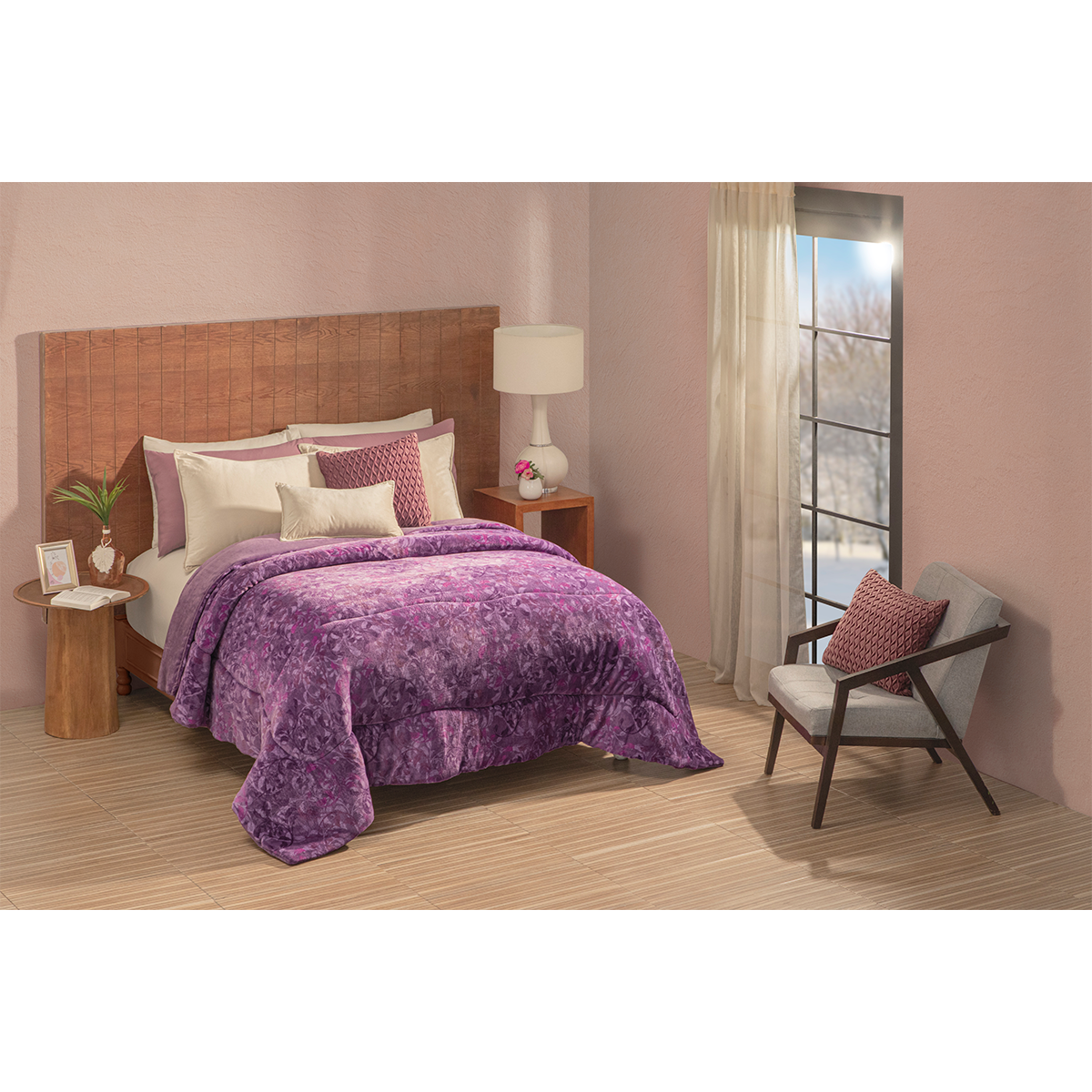 Cobertor Flannel Con Flannel Violeta