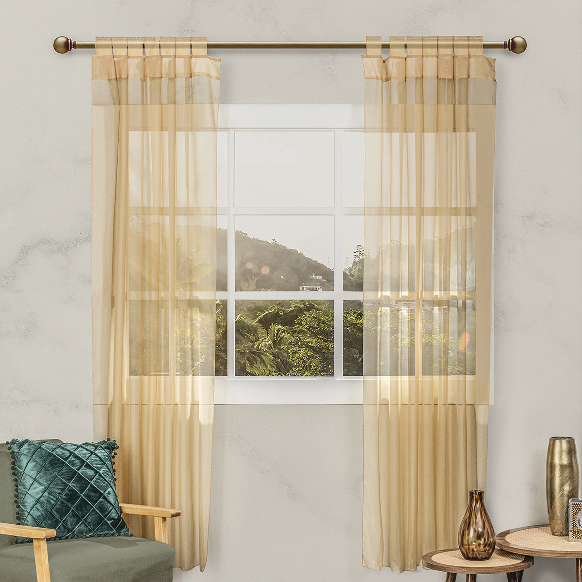 JUEGO DE CORTINAS TERGAL GOLD